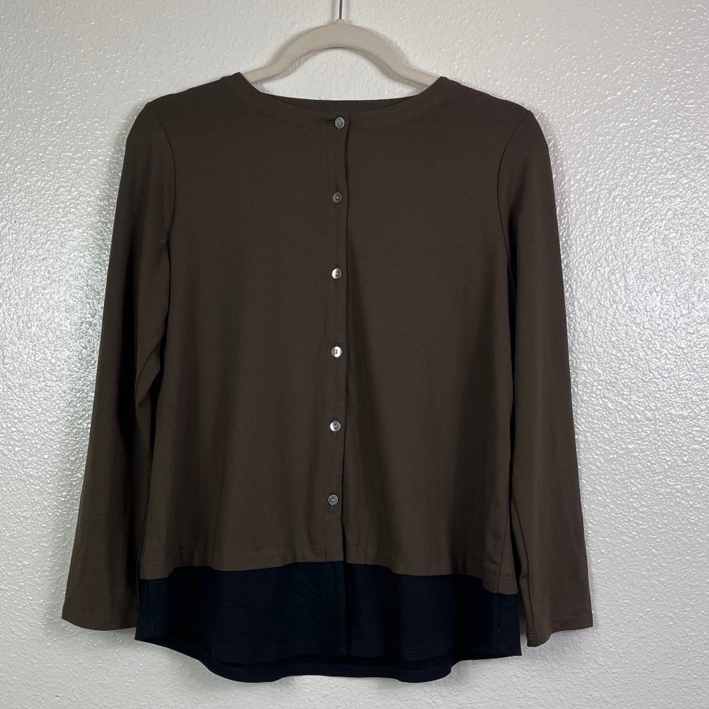 J. JILL Brown & Black Button Front Cardigan Women's Petite size S